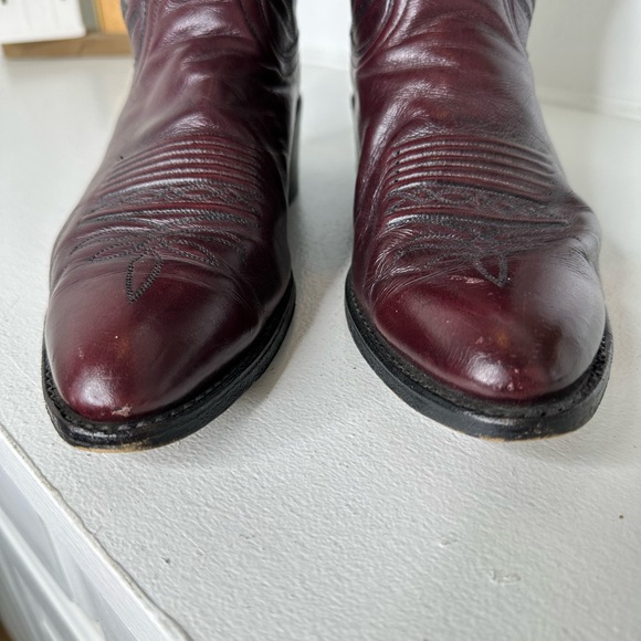 Vintage Dan Post Oxblood Burgundy Classic Western Cowboy Boots Made in USA -10D - Picture 5 of 10